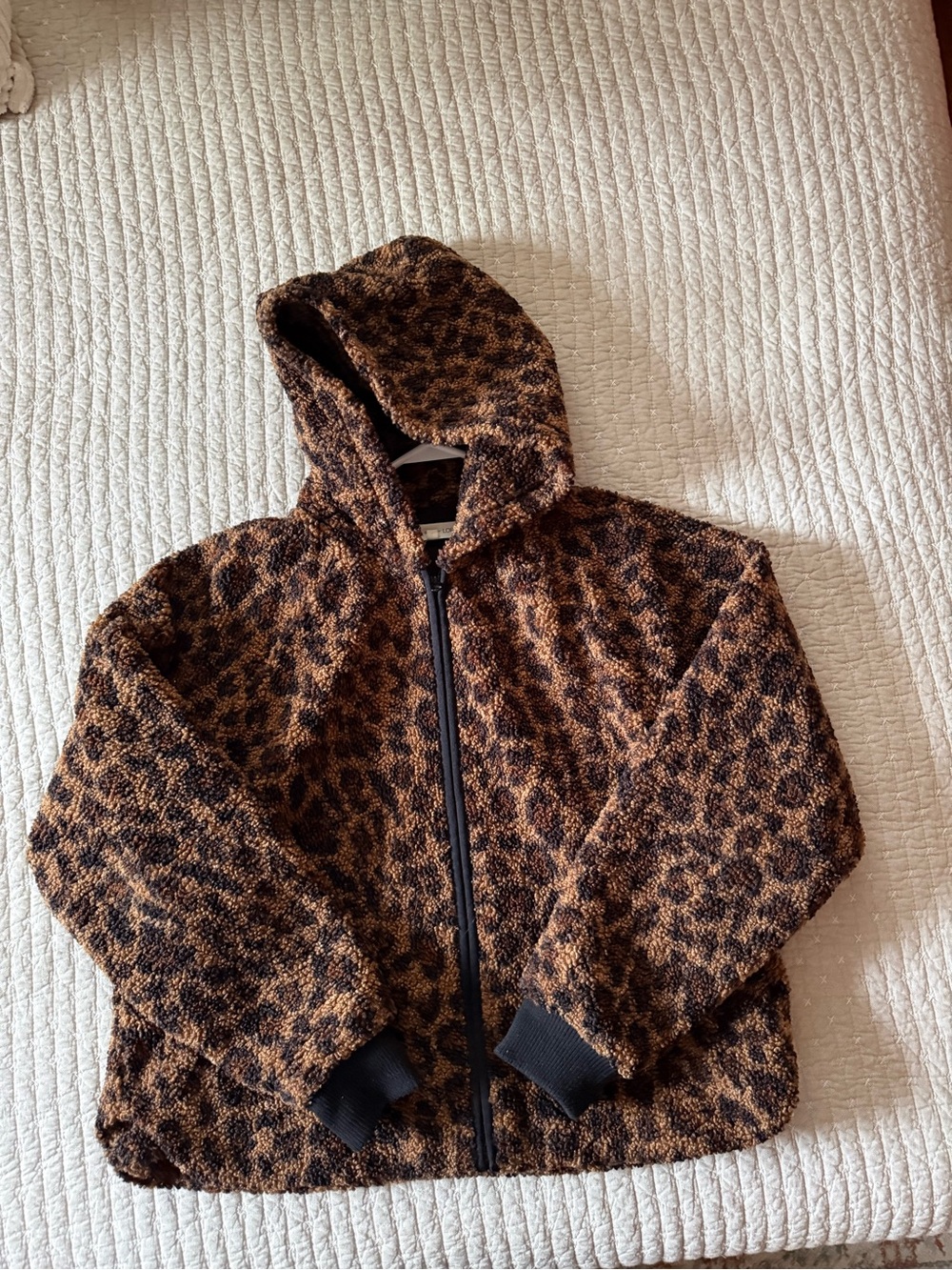 LOFT Leopard Teddy Jacket in Brown & Black